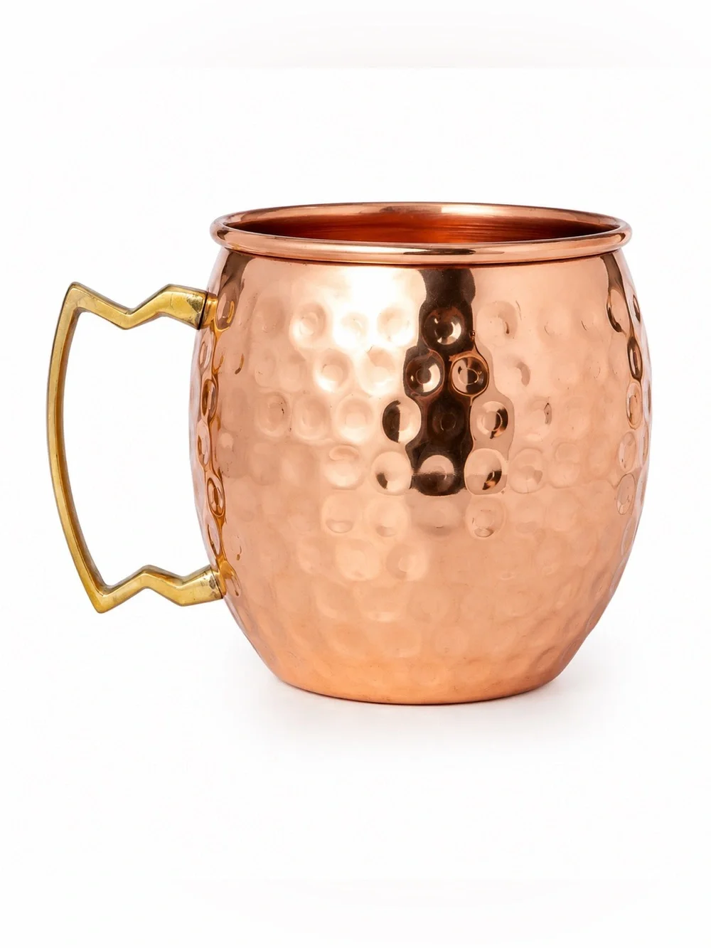 Hammered Copper Moscow Mule Mug with Brass Handle